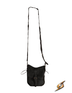 Bolso bandolera medieval piel de gamuza, color negro 2