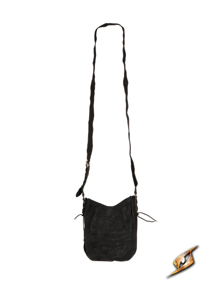 Medieval skuldertaske i ruskind, sort