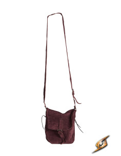Bolso bandolera medieval piel de gamuza, color burdeos 2