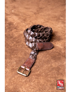 Middeleeuws gevlochten leren riem model Squire, bruin