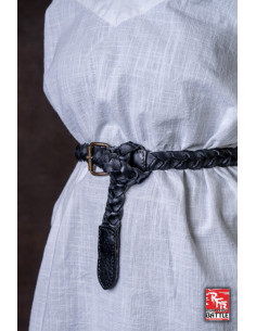 Middeleeuws gevlochten leren riem model Squire, zwart van... 2