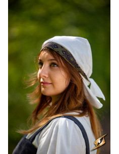 Middeleeuws stoffen hoofddoek model Estrid, wit
