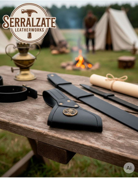 Tahalí medieval en piel para colgar...