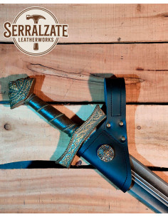 Tahalí medieval en piel para colgar espada, negro