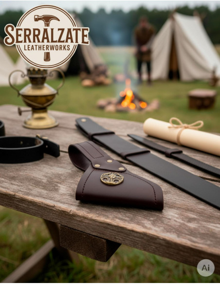 Tahalí medieval en piel para colgar...