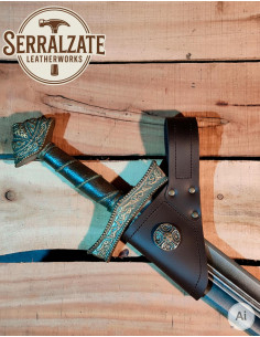 Tahalí medieval en piel para colgar espada, marrón