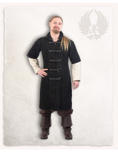 Middeleeuws gambeson in suède model Leopold, zwart 2