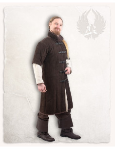 Middeleeuws gambeson in suède model Leopold, bruin van kleur 2