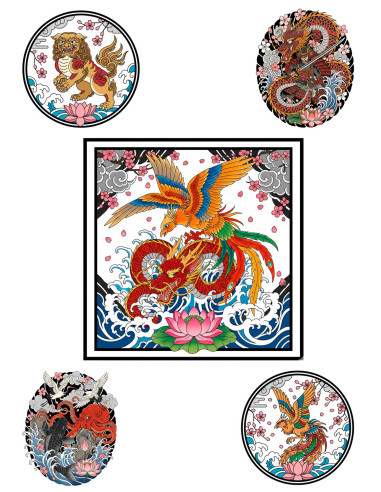 Temporäres Tattoo mit japanischem Irezumi-Traditionsthema