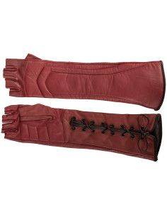 Guantes medievales sin dedos en piel modelo Gillian,...