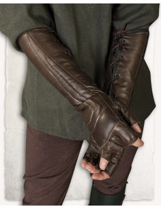 Middeleeuwse vingerloze leren handschoenen model Gillian,... 2