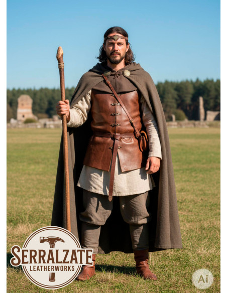 Medieval rombofris med blade, brun