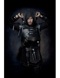 Wildlederjacke mit schwarzen Lederplatten Modell Rasmus 2