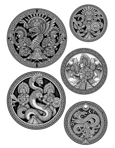 Temporäres Tattoo Mesoamerikanisches Thema (Azteken und...