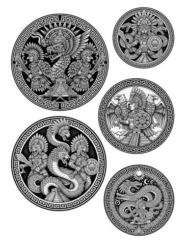 Temporäres Tattoo Mesoamerikanisches Thema (Azteken und Maya)