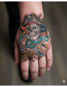 Tijdelijk tattoo Piratenthema in kleur 2