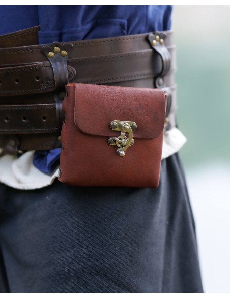 Middeleeuwse leren tas model Gero, bruin