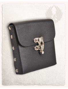 Bolso medieval en cuero modelo Gero, color negro