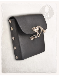 Bolso medieval en cuero modelo Gero, color negro 2