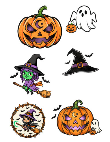 Midlertidig Halloween-tema midlertidigt tatovering i farver