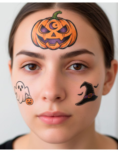 Temporales Halloween-Thema farbiges Tattoo 2
