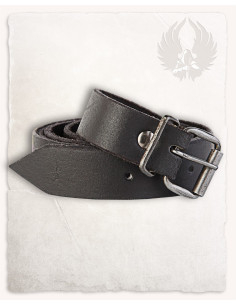 Cinturón medieval fino en cuero modelo Doran, color negro