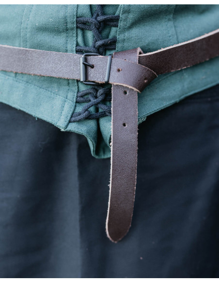 Cinturón medieval fino en cuero...