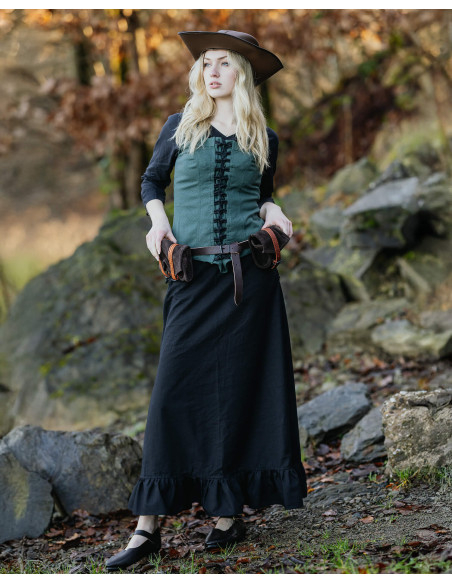 Cinturón medieval fino en cuero...