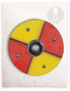 Runder Wikinger-Schild für LARP Modell Rorrik, gelb-rot
