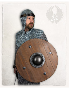 Rundes Wikinger-Schild im Rorrik-Modell für LARP, Holzfarbe