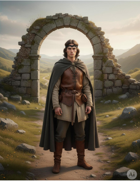 Tiara medieval rueda en piel, negra