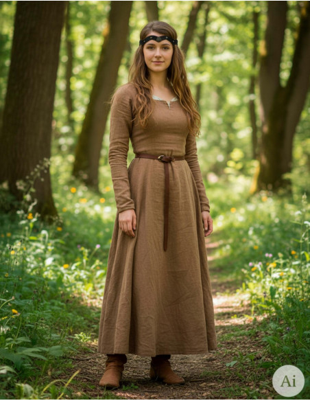 Tiara medieval rueda en piel, negra