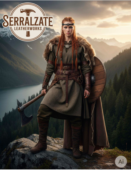 Tiara rueda vikinga-medieval en cuero...