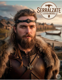 Tiara rueda vikinga-medieval en cuero negro