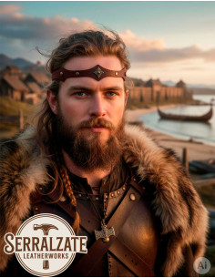 Vikinge-medieval krone i mørkebrunt læder 2