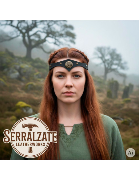 Tiara Celta tormenta en cuero negro