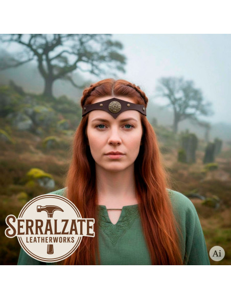 Keltische Tiara Storm in bruin leer