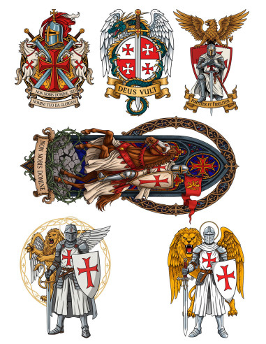 Tijdelijke tatoeage Templarius Thema, in kleur