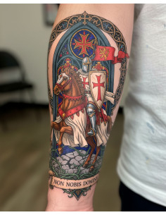 Tatuaje temporal Temática de los Templarios, a color 2