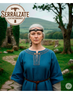 Tiara Vikinga-Celta con nudos celtas en cuero negro