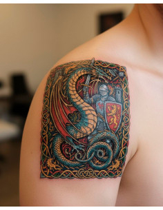 Tijdelijke tattoo Middeleeuws Thema, in kleur 2