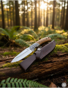 Jachtmes Albainox met hertenvirola (24 cm.)