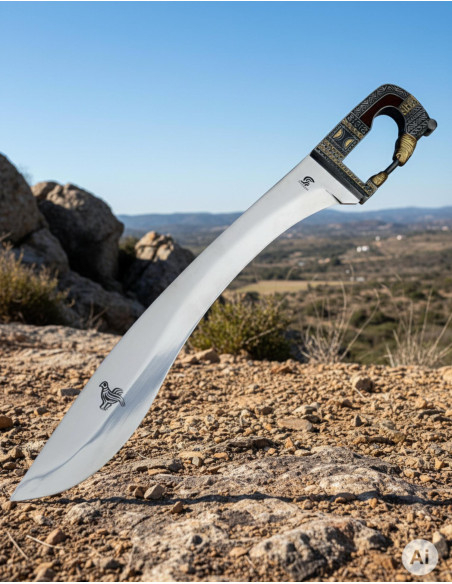 Gedecoreerde Iberische falcata, 64 cm.