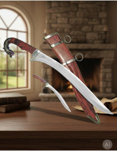 Falcata Dragón con cuchillo y vaina
