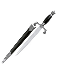 Mittelalterlicher Dolch mit Scheide, 38 cm.