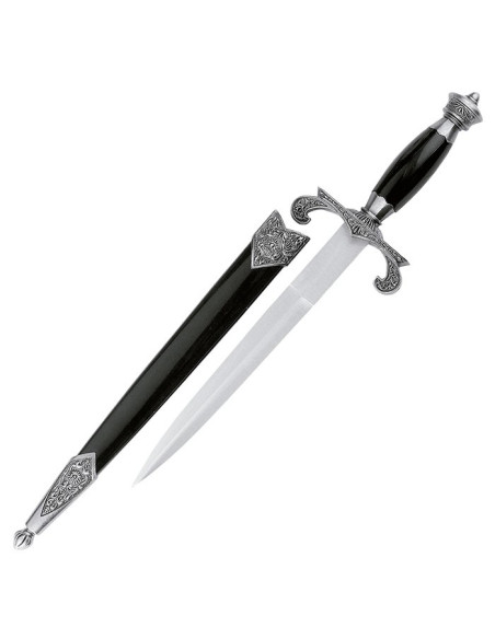 Daga medieval con vaina, 38 cms.