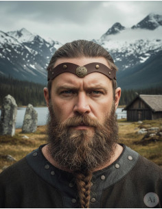 Vikinga tiara med keltiske knuder og havbølger i brun 2