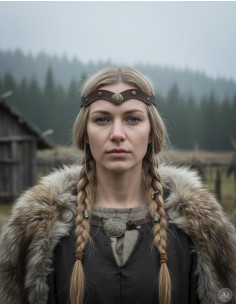 Vikinga tiara med keltiske knuder og havbølger i brun