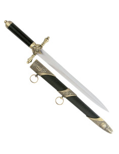 Daga medieval con vaina, 38 cms.