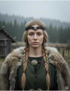 Vikinga tiara med keltiske knuder og havbølger i sort 2